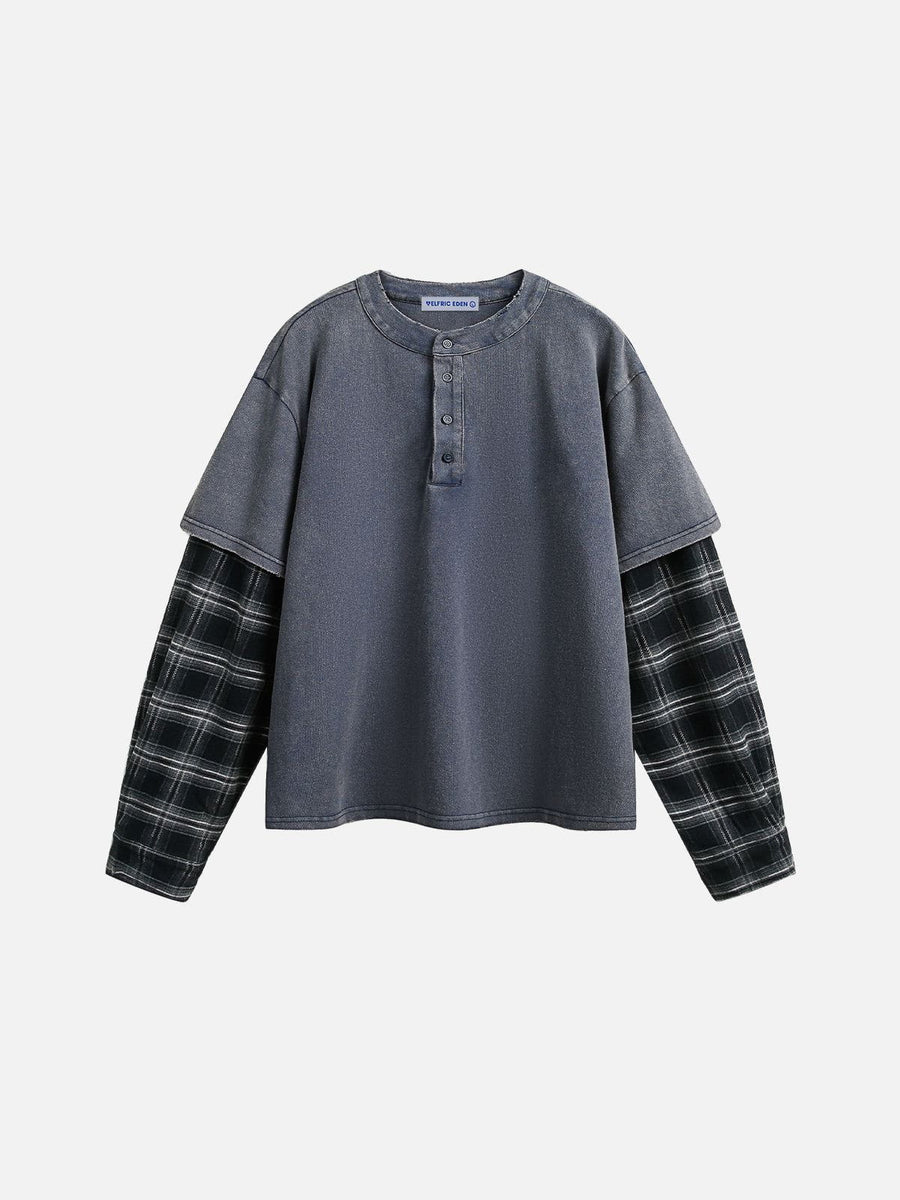Aelfric Eden Plaid Two Layer Washed Long Sleeve Tee