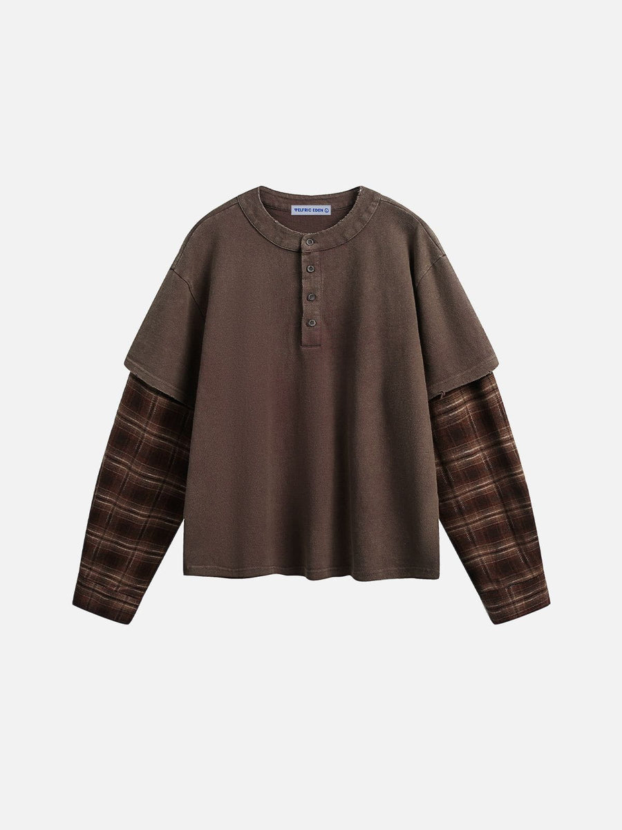 Aelfric Eden Plaid Two Layer Washed Long Sleeve Tee