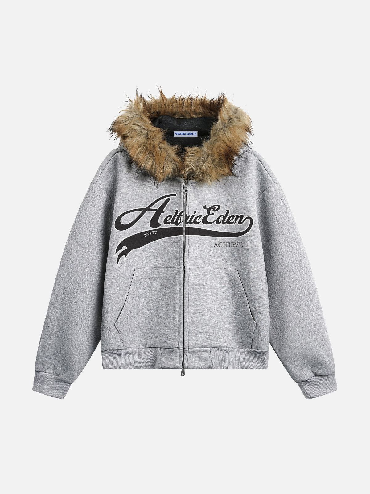 Aelfric Eden Faux Fur Collar Boxy Zip Up Hoodie