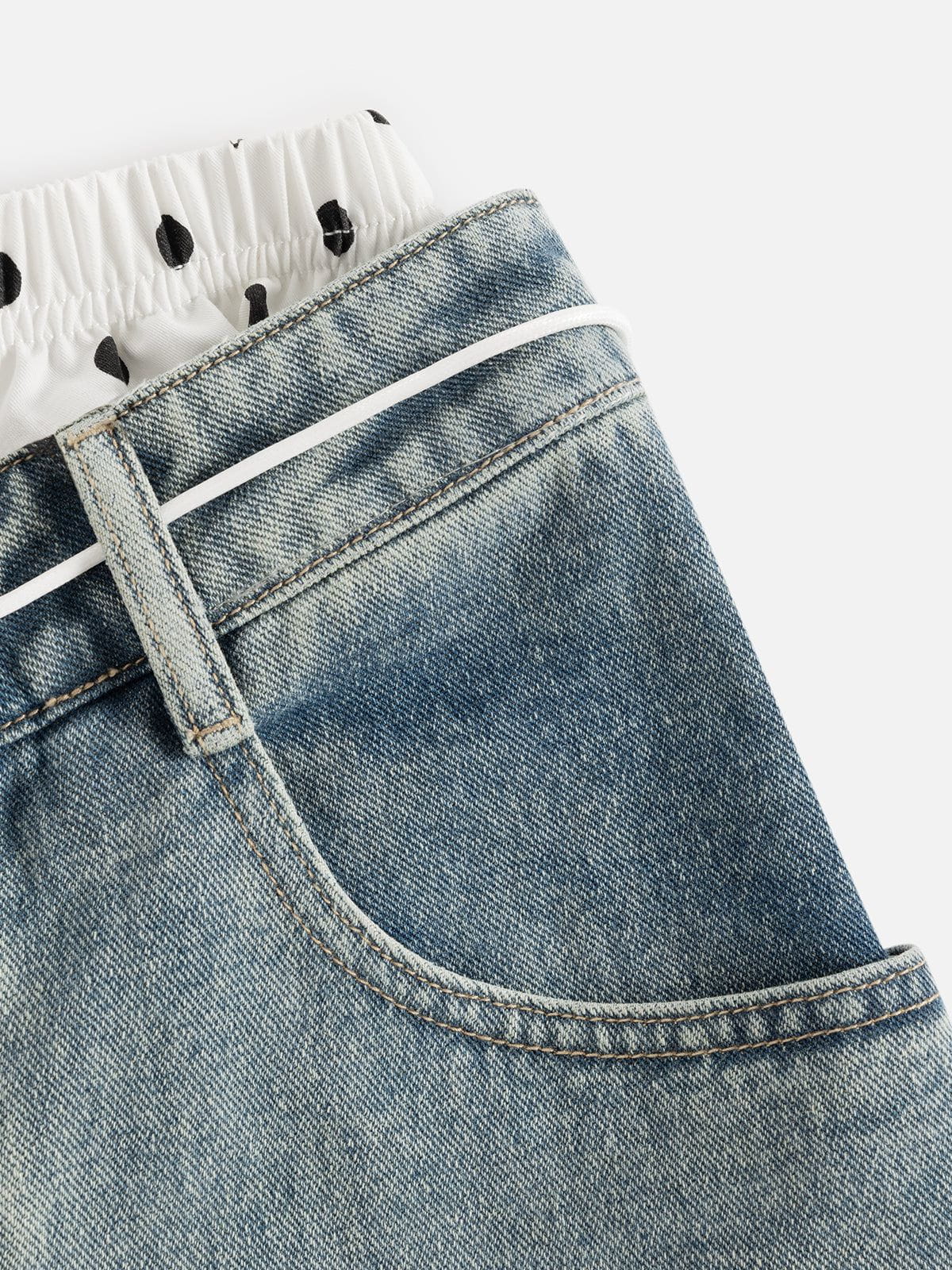 Aelfric Eden Polka Dot Double Waist Super Baaggy Barrel Jeans