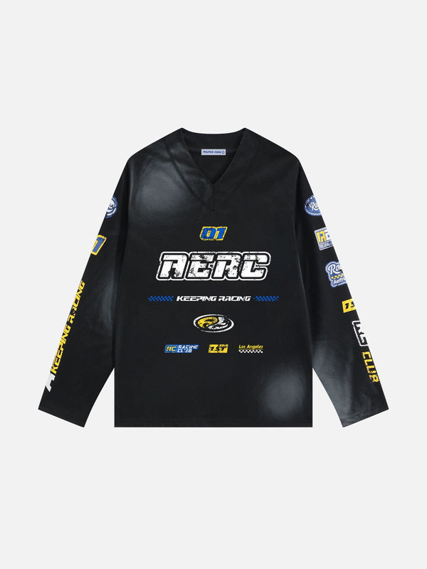Aelfric Eden Racing Logo Patches Print Long Sleeve Tee