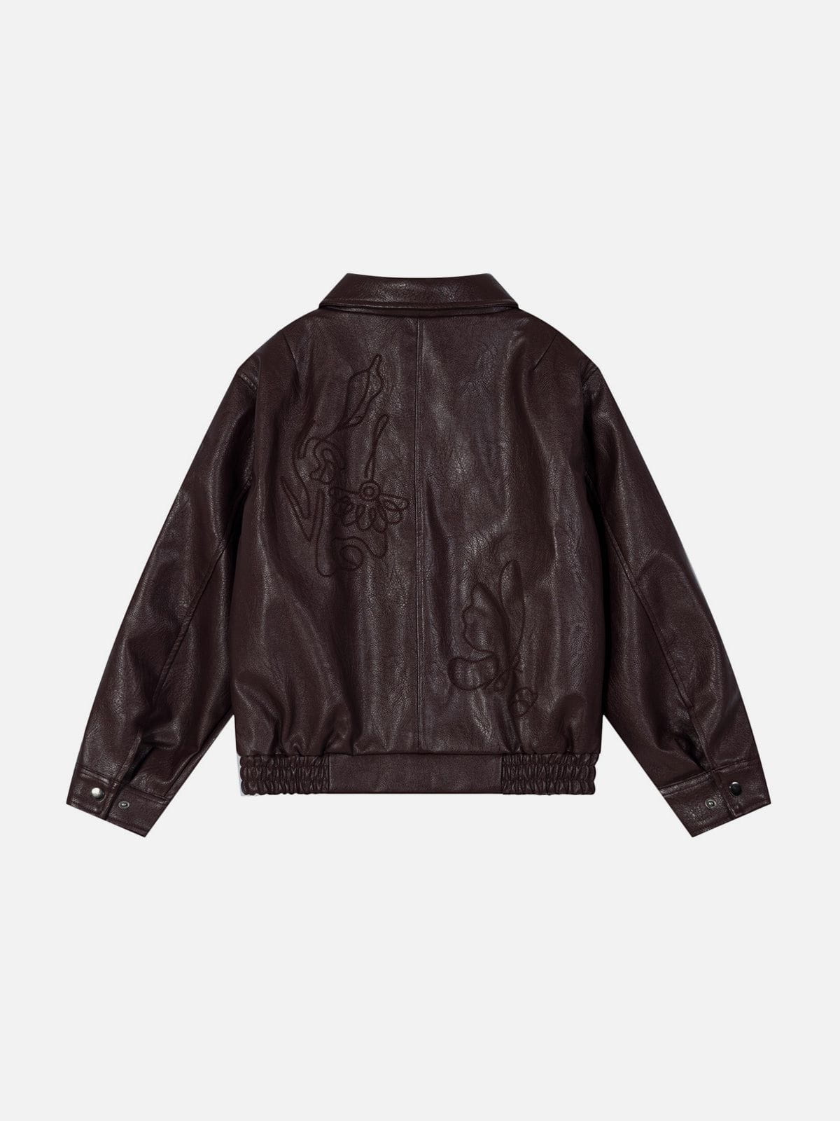 Aelfric Eden Floral Embroidery Boxy Faux Leather Jacket