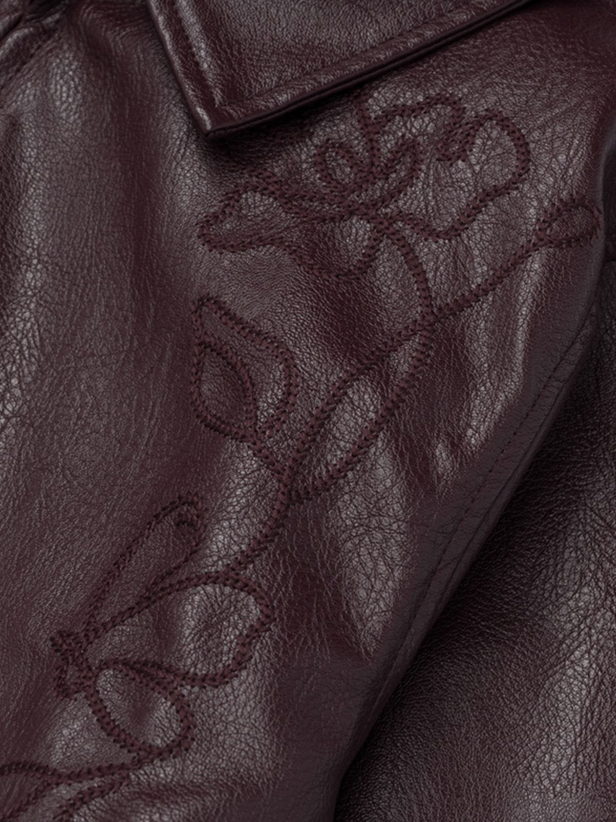 Aelfric Eden Floral Embroidery Boxy Faux Leather Jacket