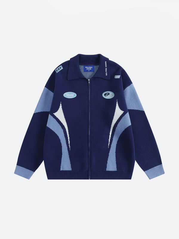 Aelfric Eden Racing Patchwork Zip Up Cardigan