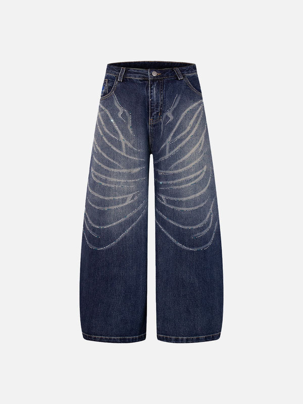 Aelfric Eden Rhinestone Whiskering Baggy Jeans