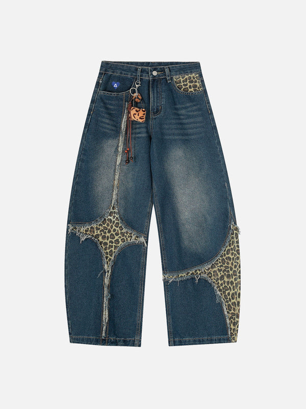 Aelfric Eden Leopard Fringe Baggy Jeans