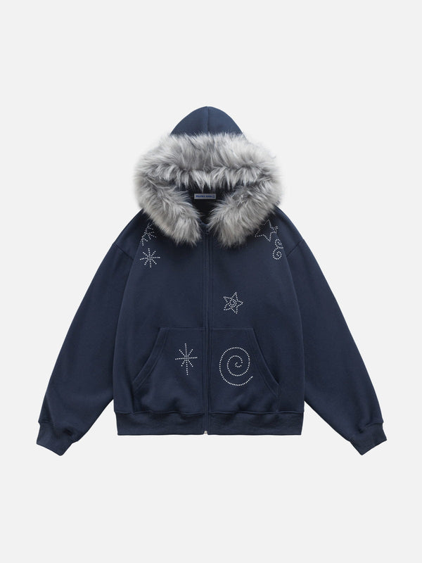 Aelfric Eden Faux Fur Colar Zip Up Hoodie