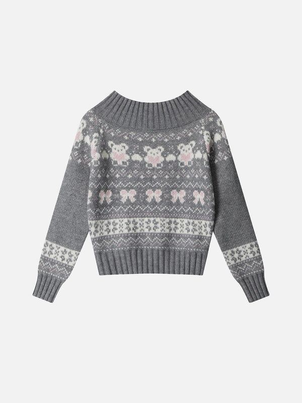 Aelfric Eden Off-The-Shoulder Fair Isle Sweater