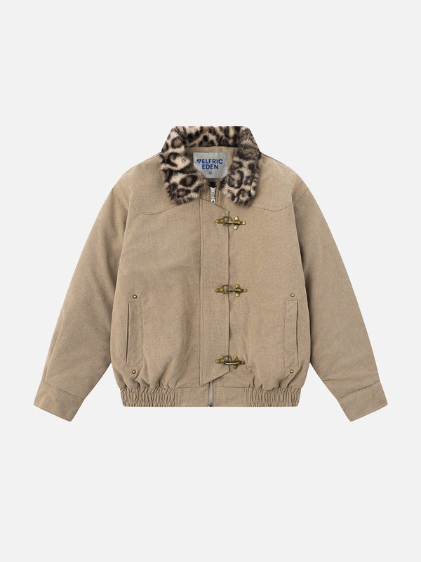 Aelfric Eden Leopard Collar Metal Toggle Coat