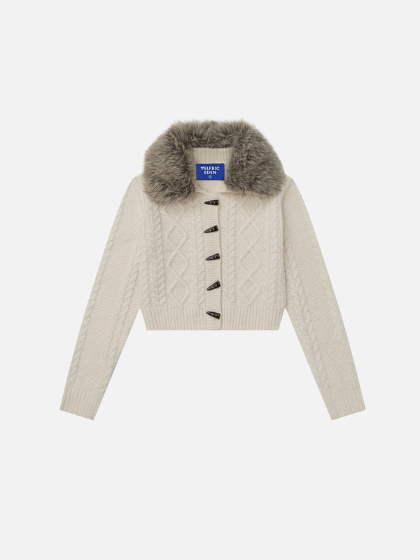 Aelfric Eden Cropped Faux Fur Collar Cardigan