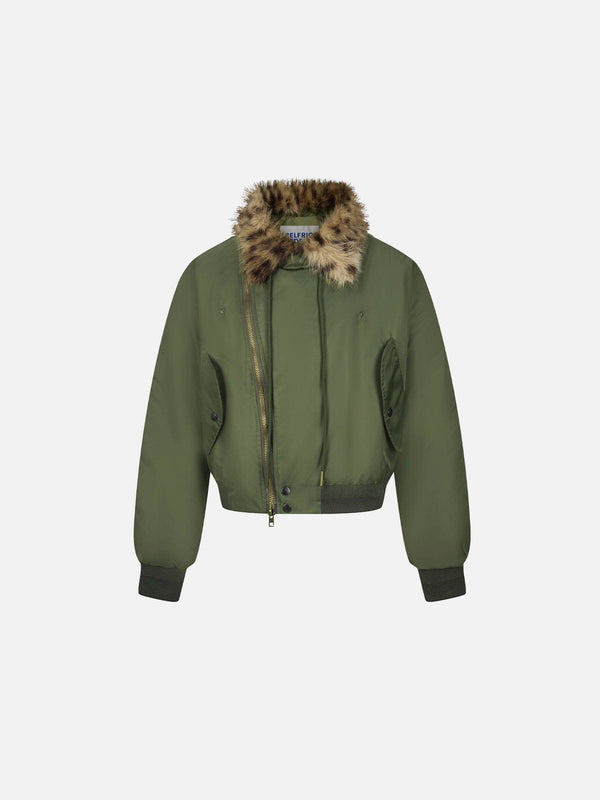 Aelfric Eden Leopard Faux Fur Collar Coat