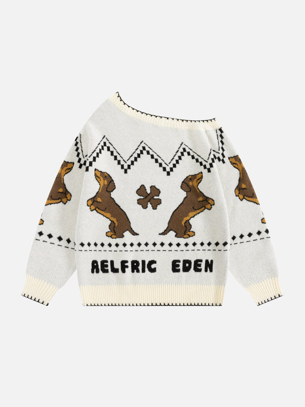 Aelfric Eden Dachshund Off-The-Shoulder Sweater
