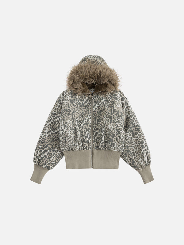 Aelfric Eden Leopard Faux Fur Hooded Coat