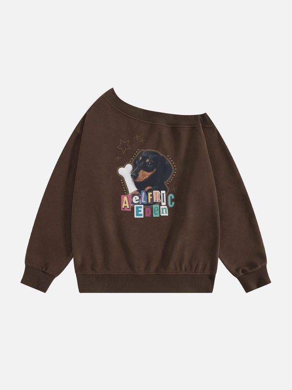 Aelfric Eden Dachshund Off-The-Shoulder Sweatshirt