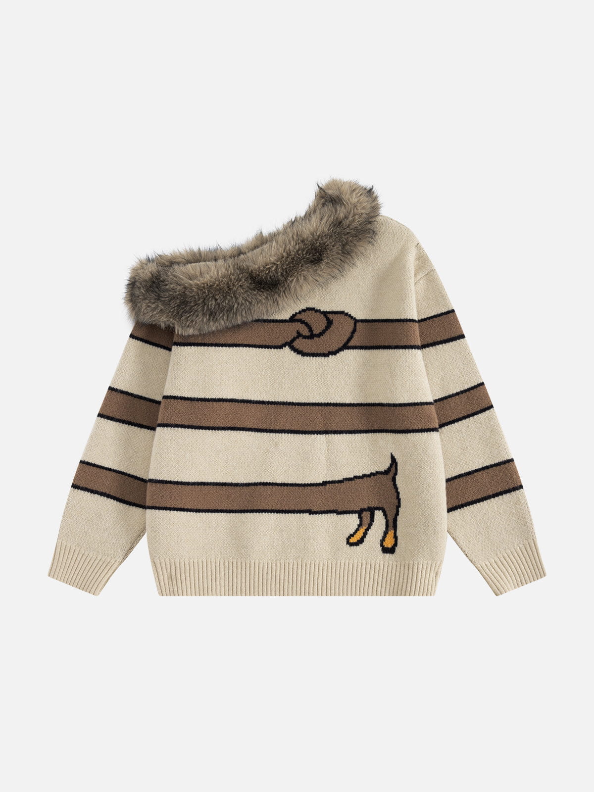 Aelfric Eden Faux Fur Dachshund Off-Shoulder Sweater