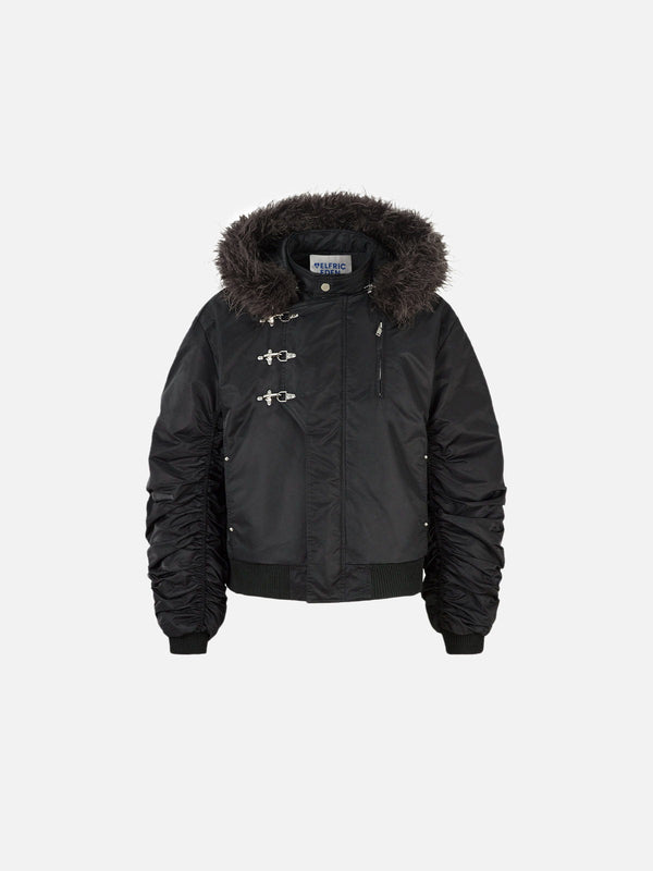 Aelfric Eden Faux Fur Buckle Bomber Coat