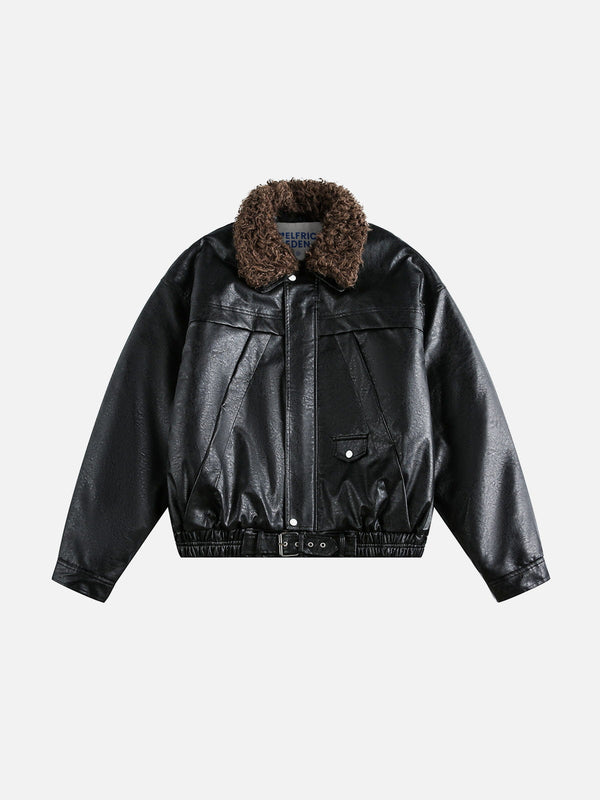 Aelfric Eden Sherpa Collar Faux Leather Jacket