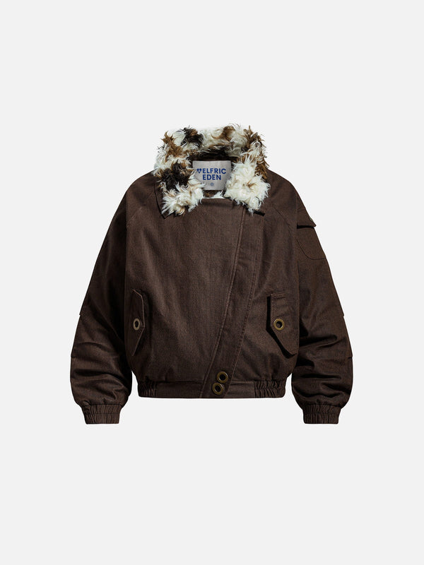 Aelfric Eden Asymmetric Faux Fur Collar Coat