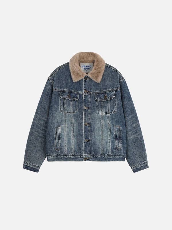 Aelfric Eden Faux Fur Collar Denim Coat