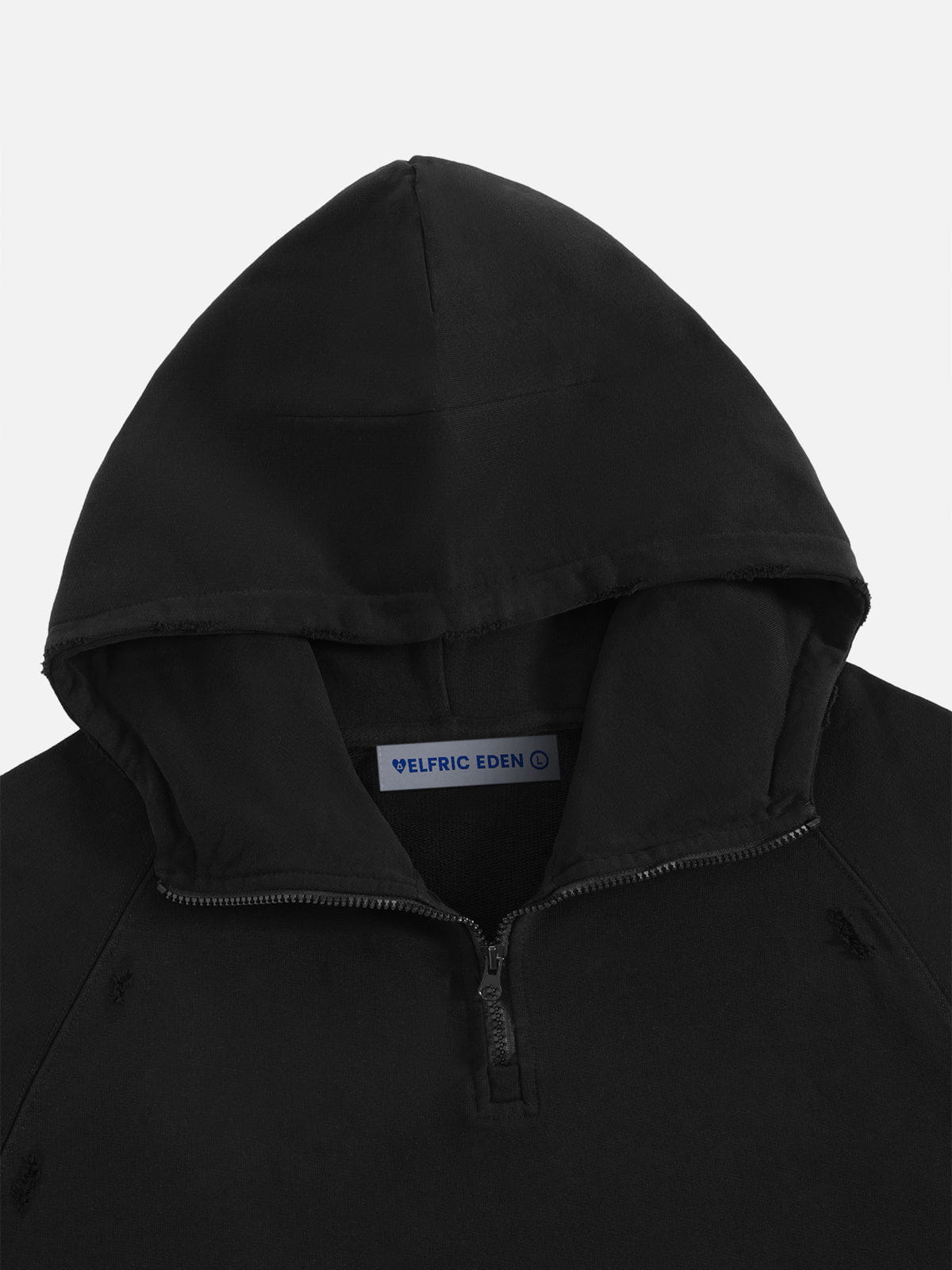 Aelfric Eden Boxy Distressed Half Zip Hoodie