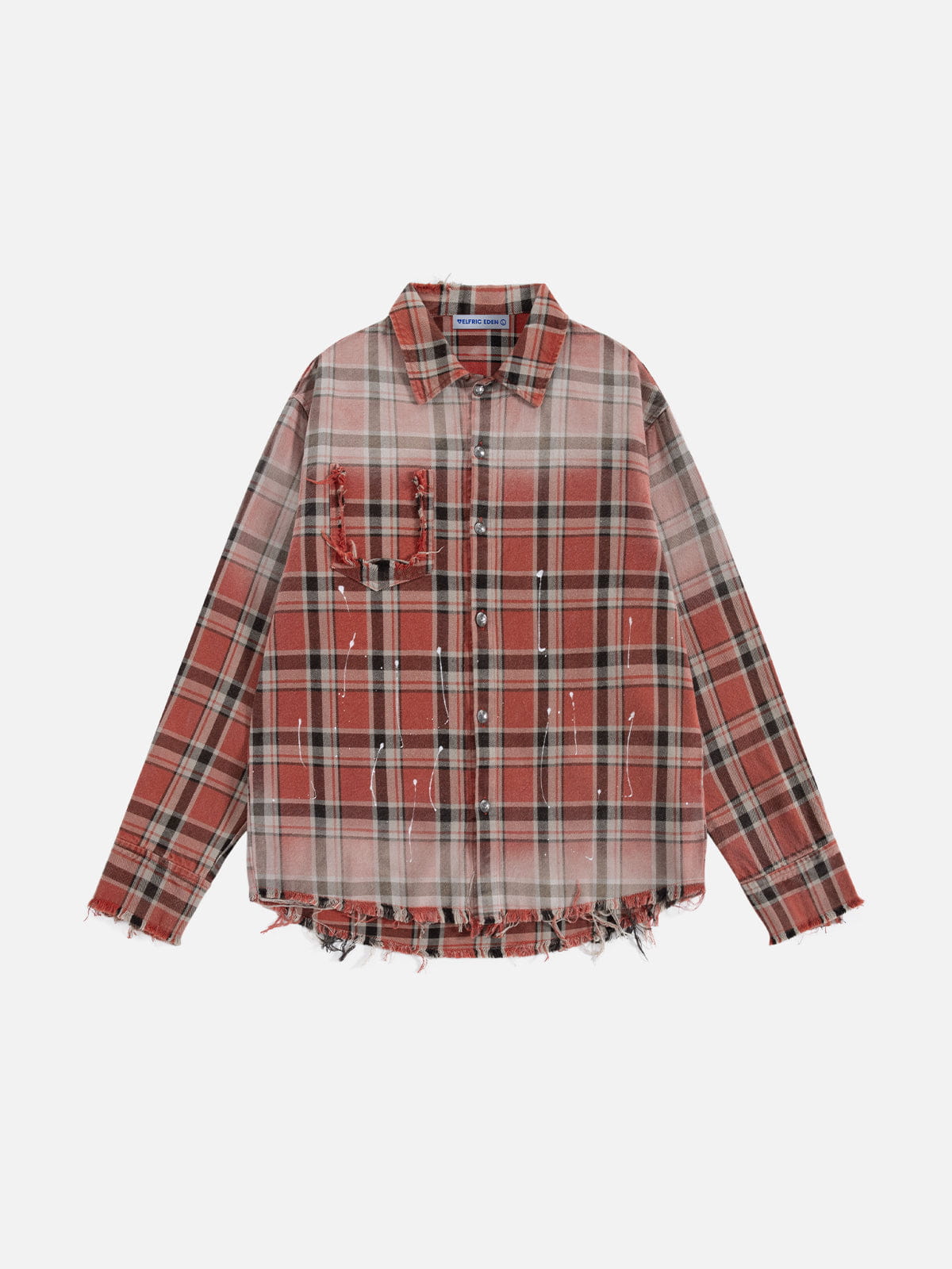 Aelfric Eden Plaid Distressed Long Sleeve Shirt