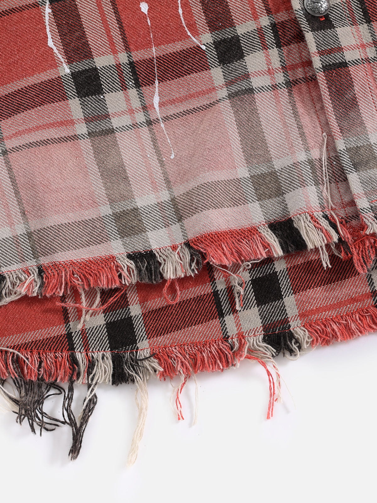 Aelfric Eden Plaid Distressed Long Sleeve Shirt