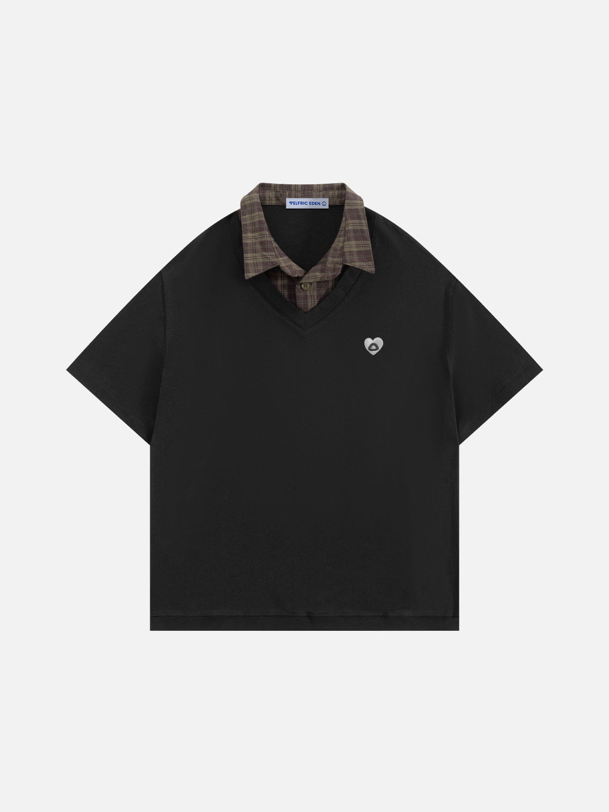 Aelfric Eden Boxy Layered Plaid Polo Tee