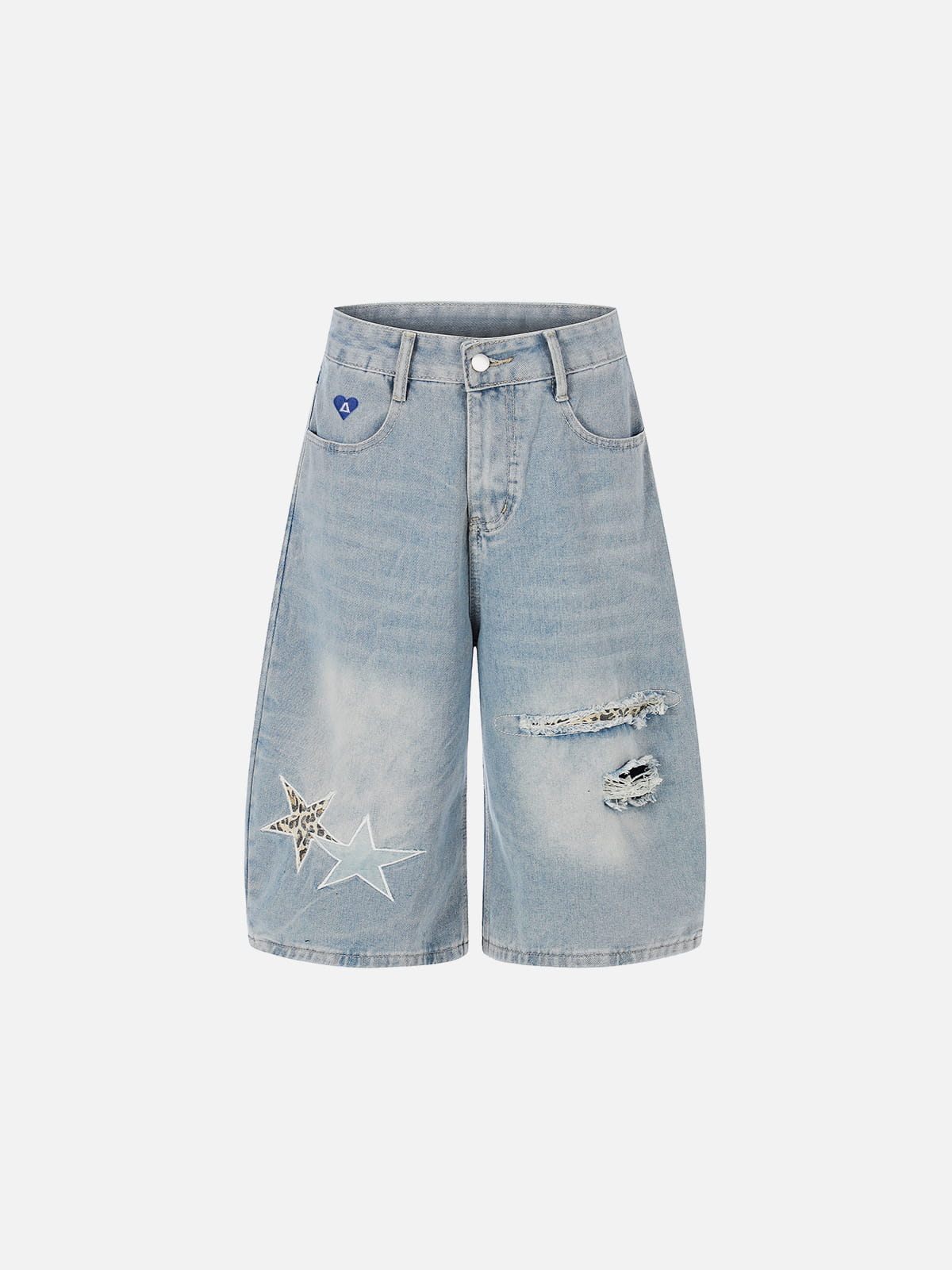 Aelfric Eden Star Patch Distressed Longline Jorts