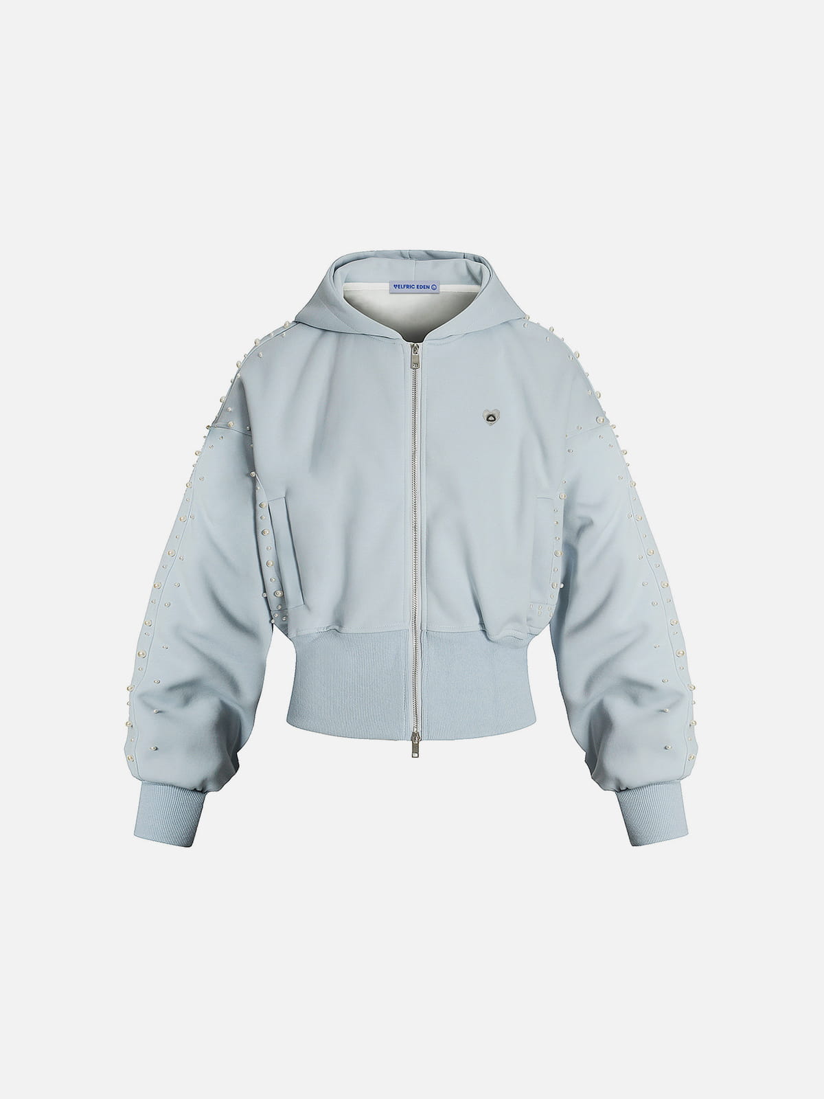 Aelfric Eden Cropped Pearl Studded Zip Up Hoodie – Aelfric eden