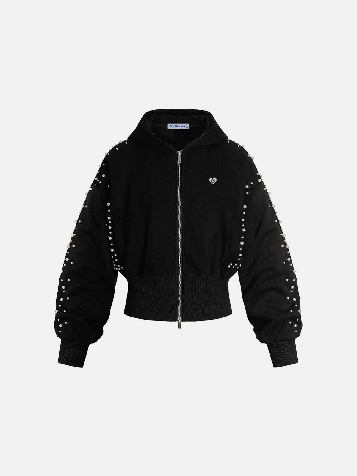 Aelfric Eden Cropped Pearl Studded Zip Up Hoodie – Aelfric eden