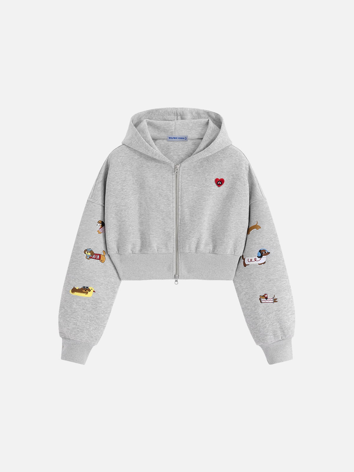 Aelfric Eden Cropped Embroidered Dachshund Zip Up Hoodie – Aelfric