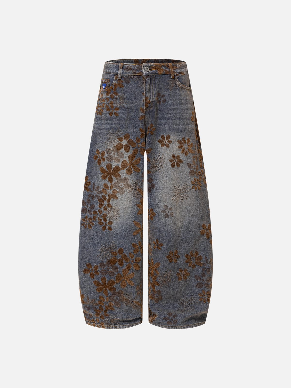 Aelfric Eden Flocked Floral Baggy Barrel Jeans