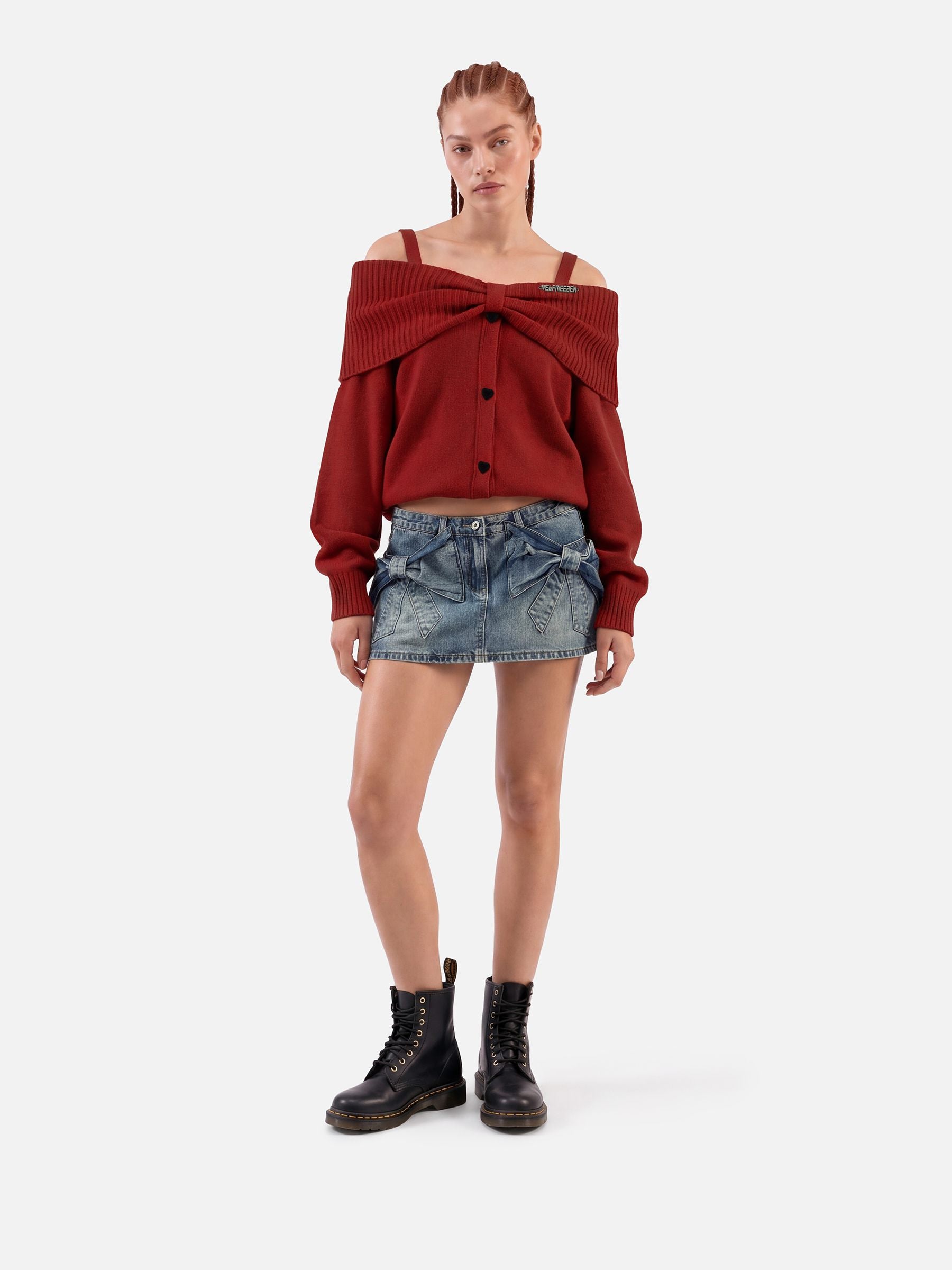 Aelfric Eden Bow Front Off-The-Shoulder Sweater