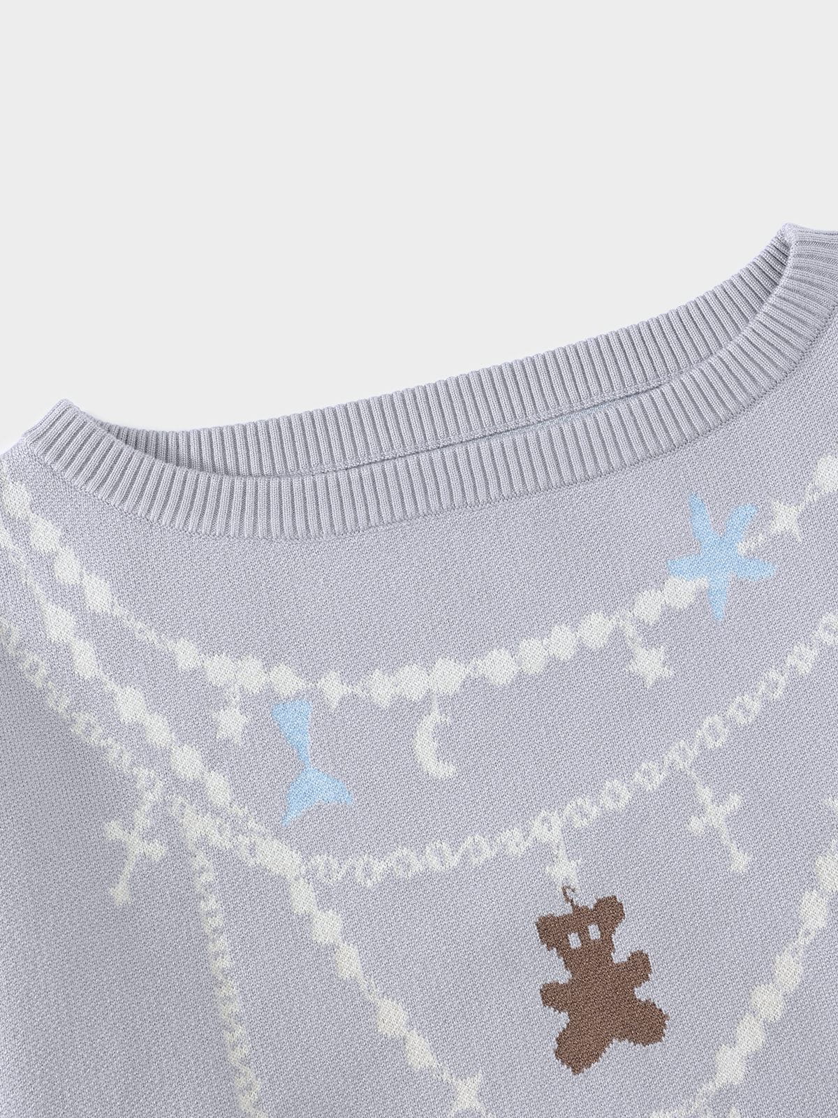 Aelfric Eden Jacquard Bear Off-The-Shoulder Sweater