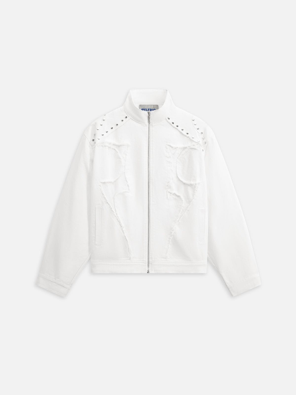 Aelfric Eden Studded Distressed Jacket White