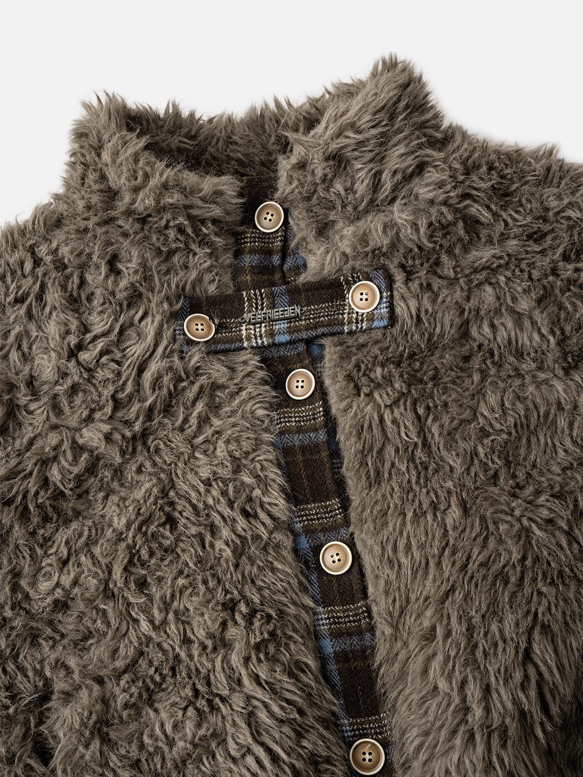 Aelfric Eden Plaid Faux Fur Coat media 2