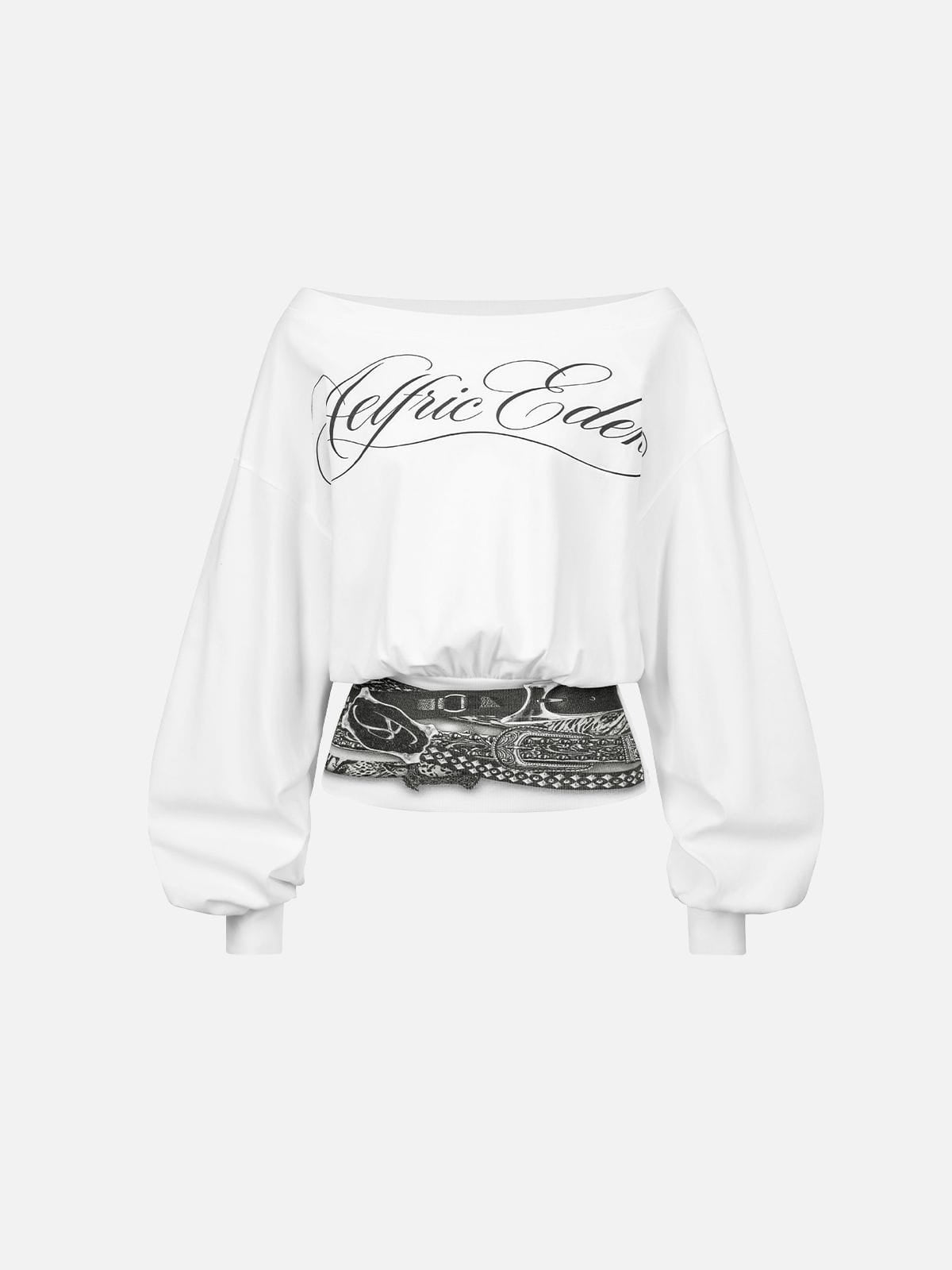 Aelfric Eden Off-The-Shoulder Long Sleeve Tee White