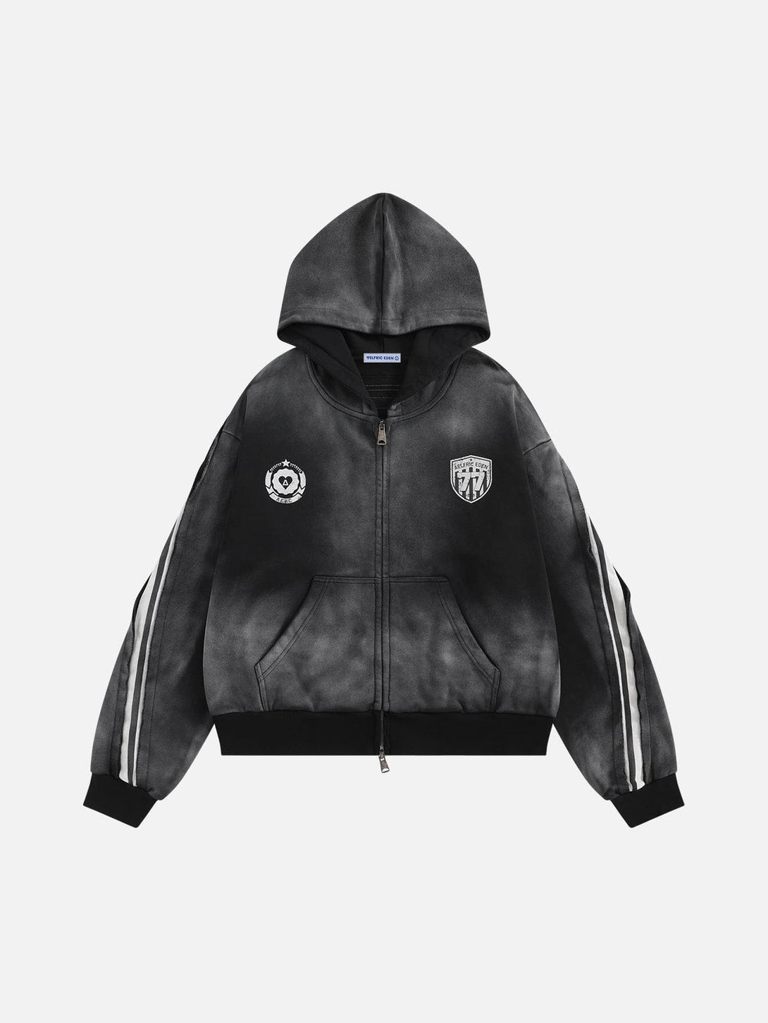 Aelfric Eden Boxy fit 77 Stripe Zip Hoodie – Acid Wash – Aelfric eden