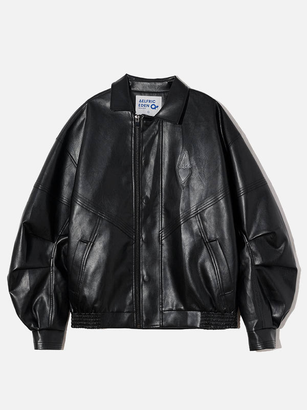 City Of Love Zip Up Ruched Leather Jacket