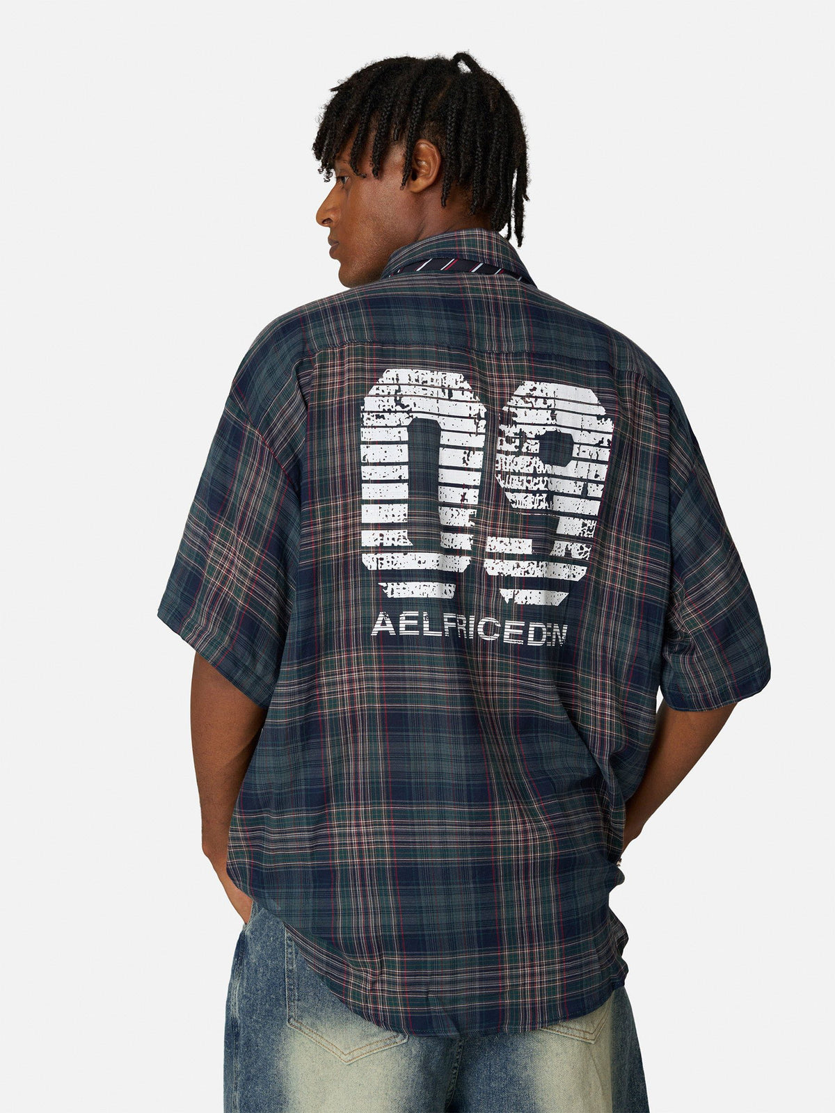 Aelfric Eden Plaid Necktie Short Sleeve Shirt