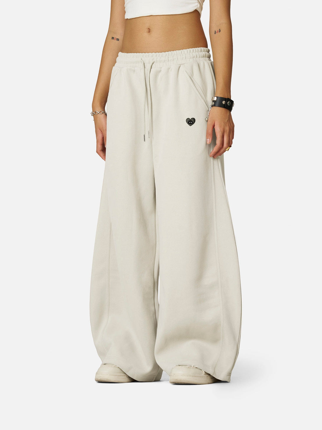 Aelfric Eden Baggy Joggingbroek voor dames, met kant, sweatpants, wijde pijpen, vrijetijdsbroek, grijze sportbroek met zakken, grijs, S Aelfric Eden Baggy Joggingbroek voor dames, met kant, sweatpants, wijde pijpen, vrijetijdsbroek, grijze sportbroek met zakken, grijs, S