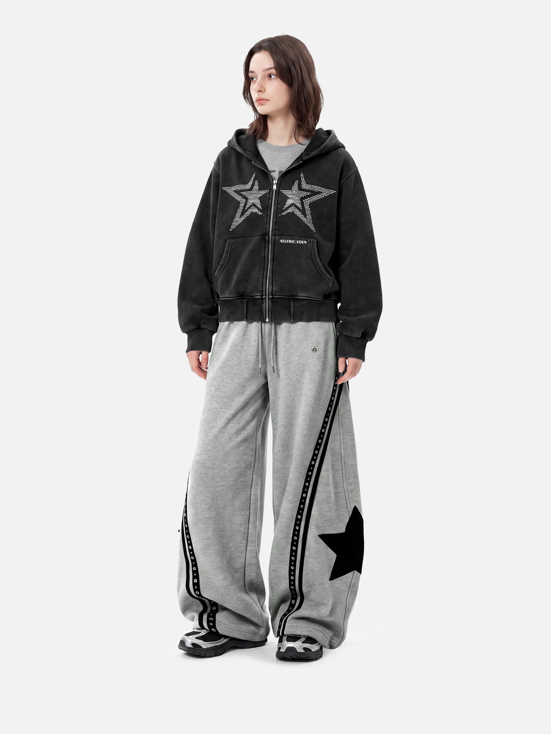 Aelfric Eden Cropped Rhinestone Star Zip Up Hoodie – Aelfric eden