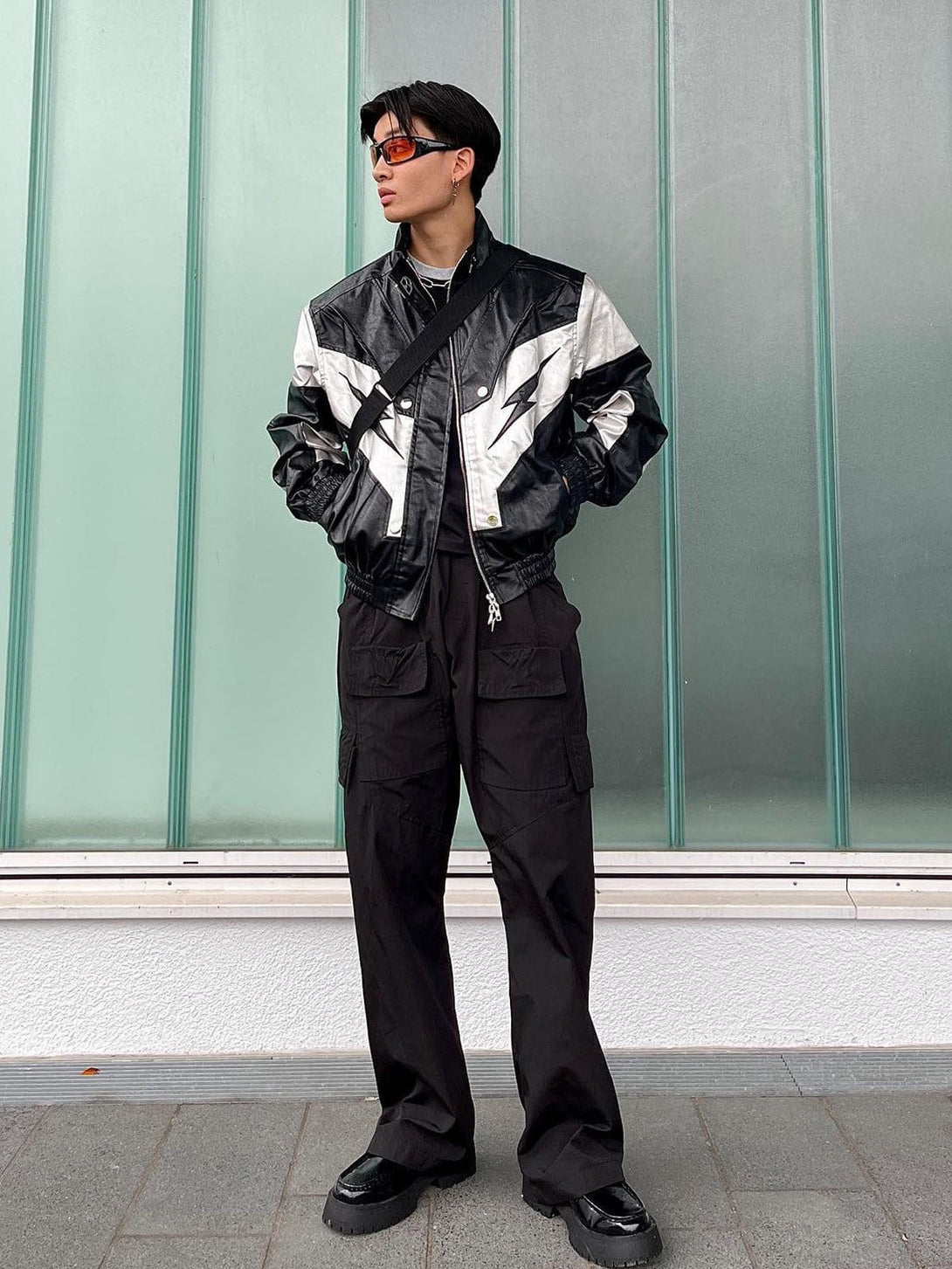 Aelfric Eden Racing Contrast Panel Lightning Leather Jacket – Aelfric eden