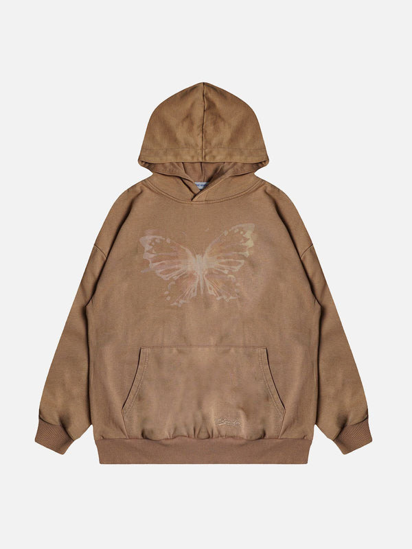Aelfric Eden Washed Butterfly Print Hoodie