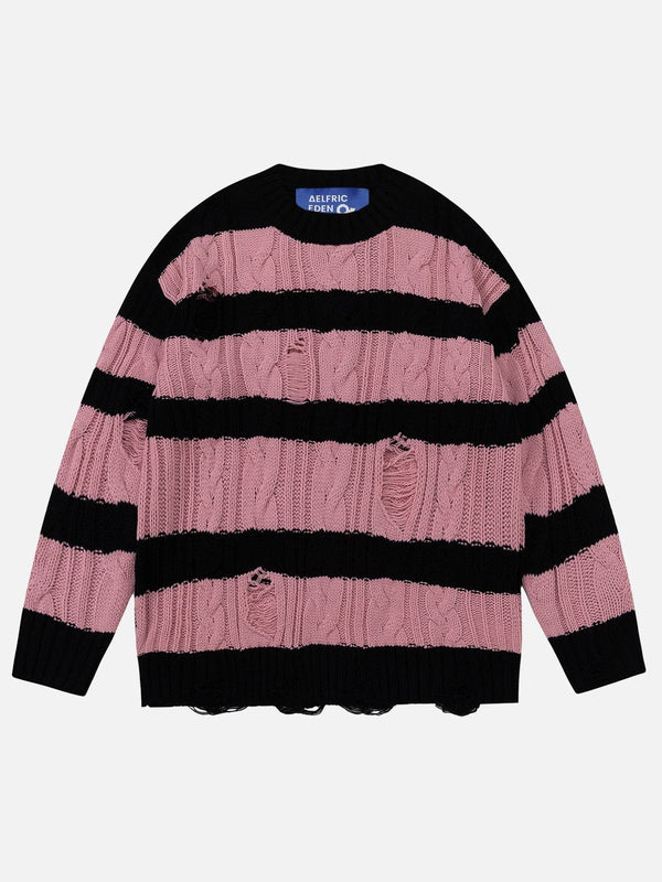Aelfric Eden Stripe Distressed Sweater