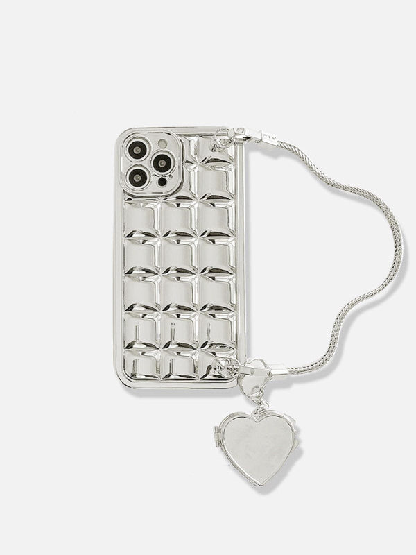 Electroplate Block Heart Chain Mobile Phone Case
