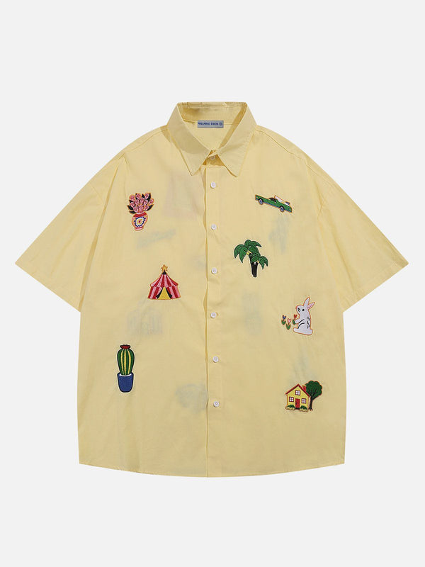 Aelfric Eden Cartoon Embroidery Short Sleeve Shirt<font color="#00249C"><br>S/S 24 The Dreamers</font>
