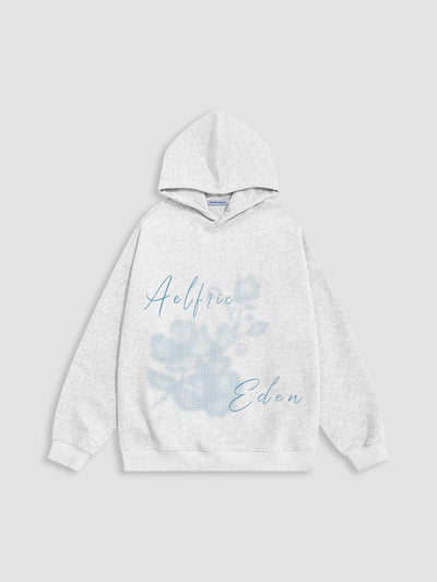 Aelfric Eden Oversized Flower Pattern Hoodie Light Grey