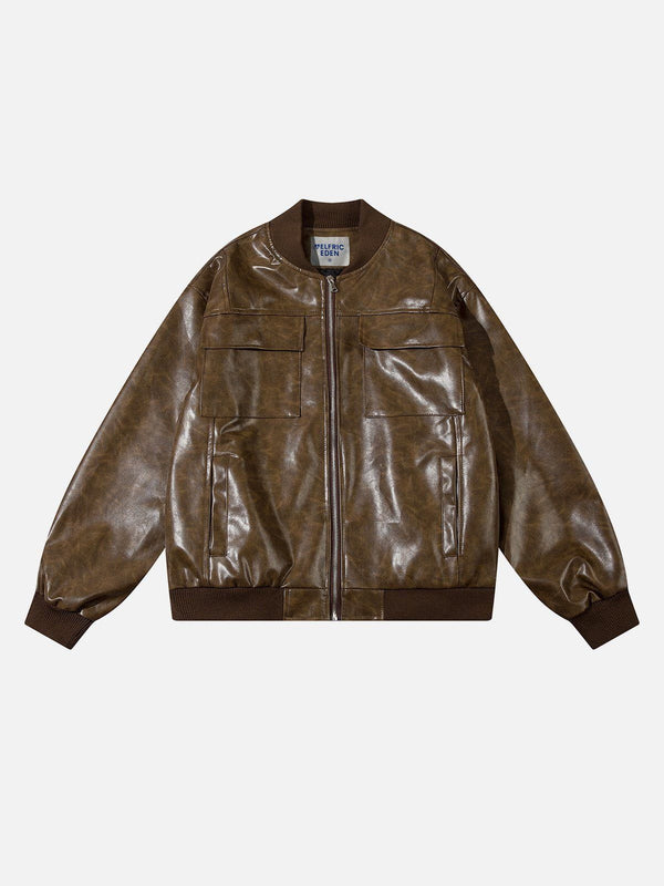 Aelfric Eden Vintage Essential Texture Faux Leather Jacket