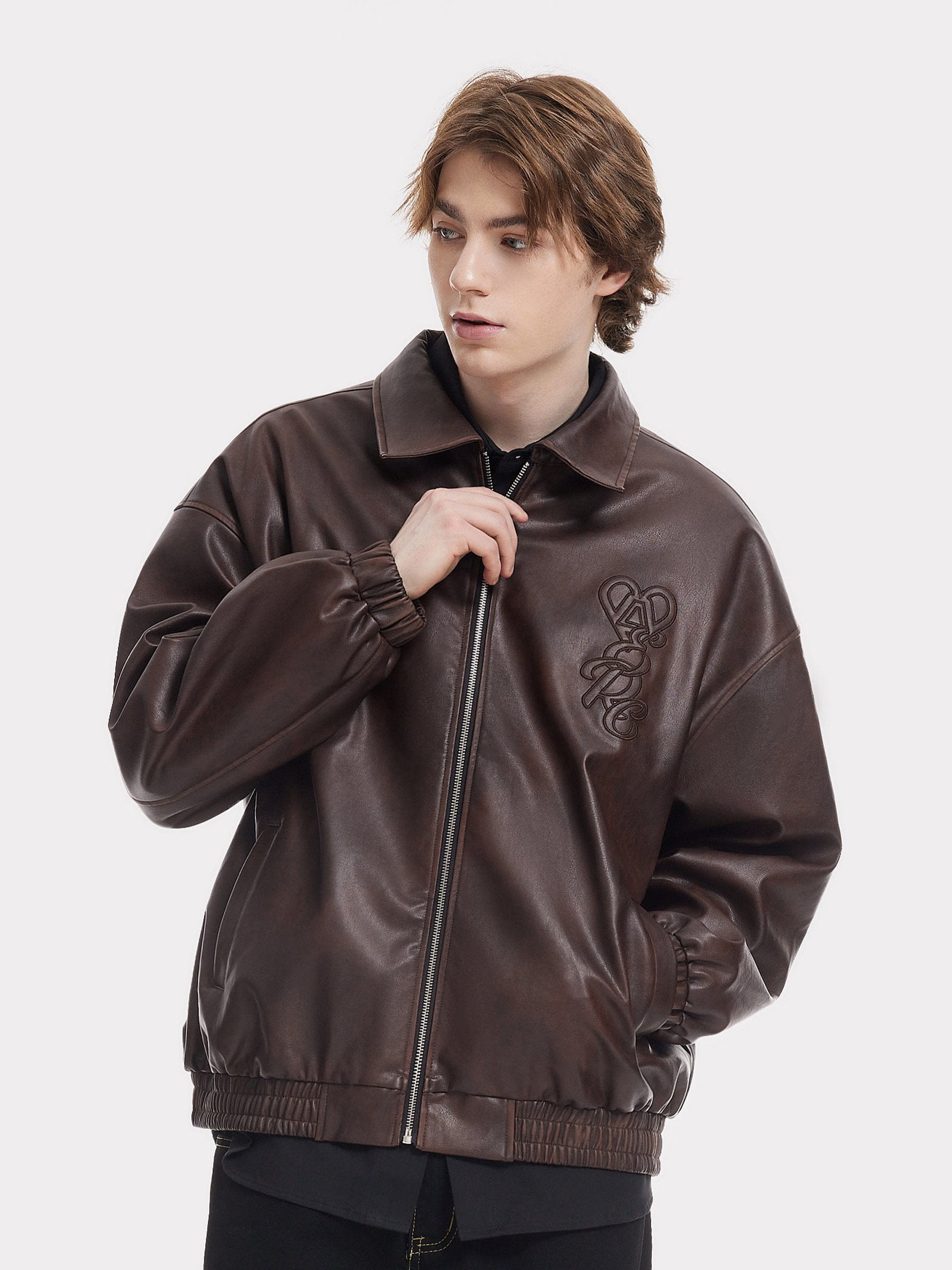 Aelfric Eden Embroidery Fold-Over Faux Leather Jacket